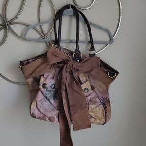 Anthropologie Floral Tan and Brown Shoulder Bag